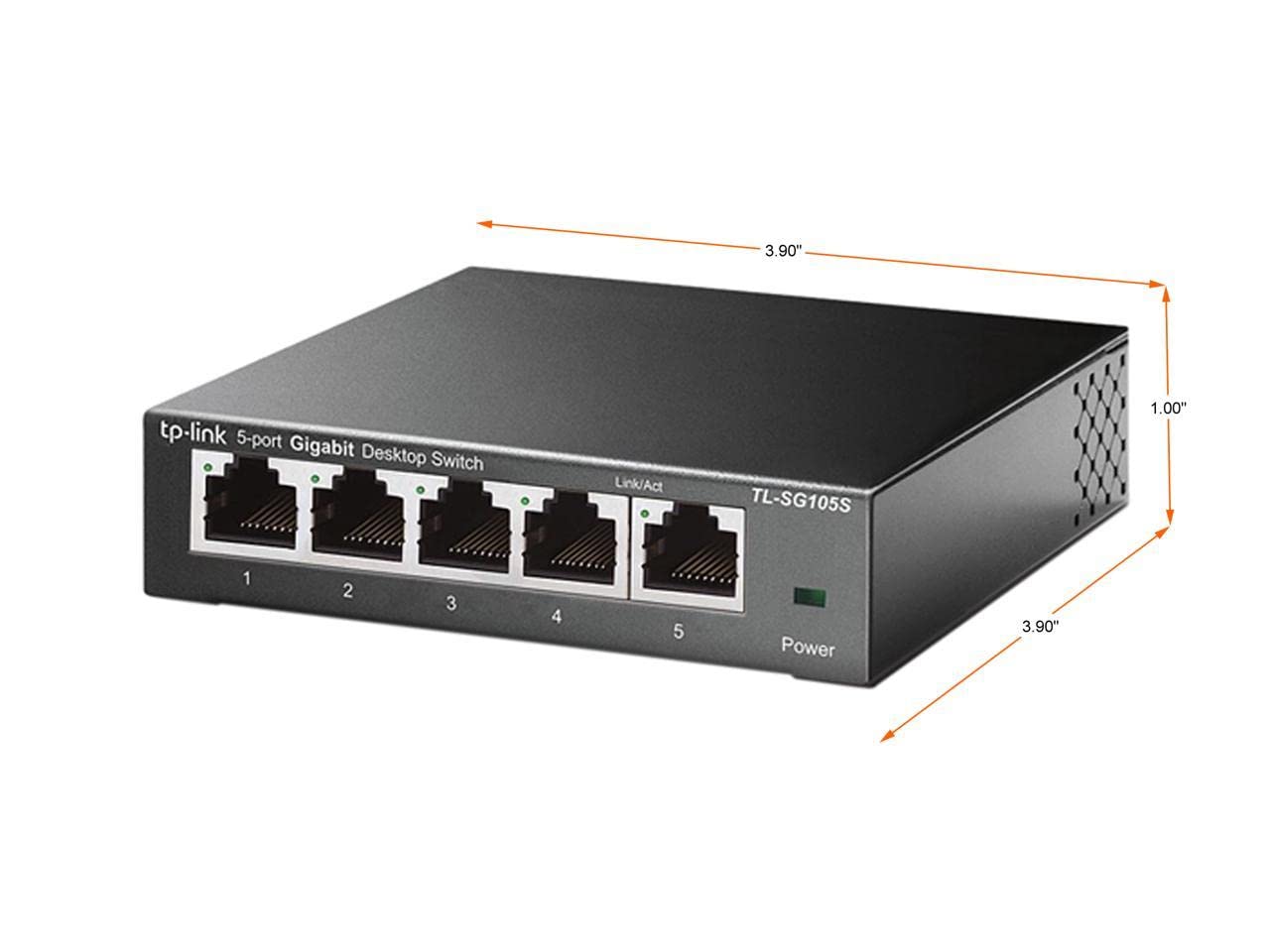 TP-Link TL-SG105S | 5 Port Gigabit Ethernet Switch | Desktop/Wall-Mount | Plug & Play | Fanless | Sturdy Metal | 3 Year Manufacturer Warranty | 802.1p/DSCP QoS & IGMP Snooping | Compact Design