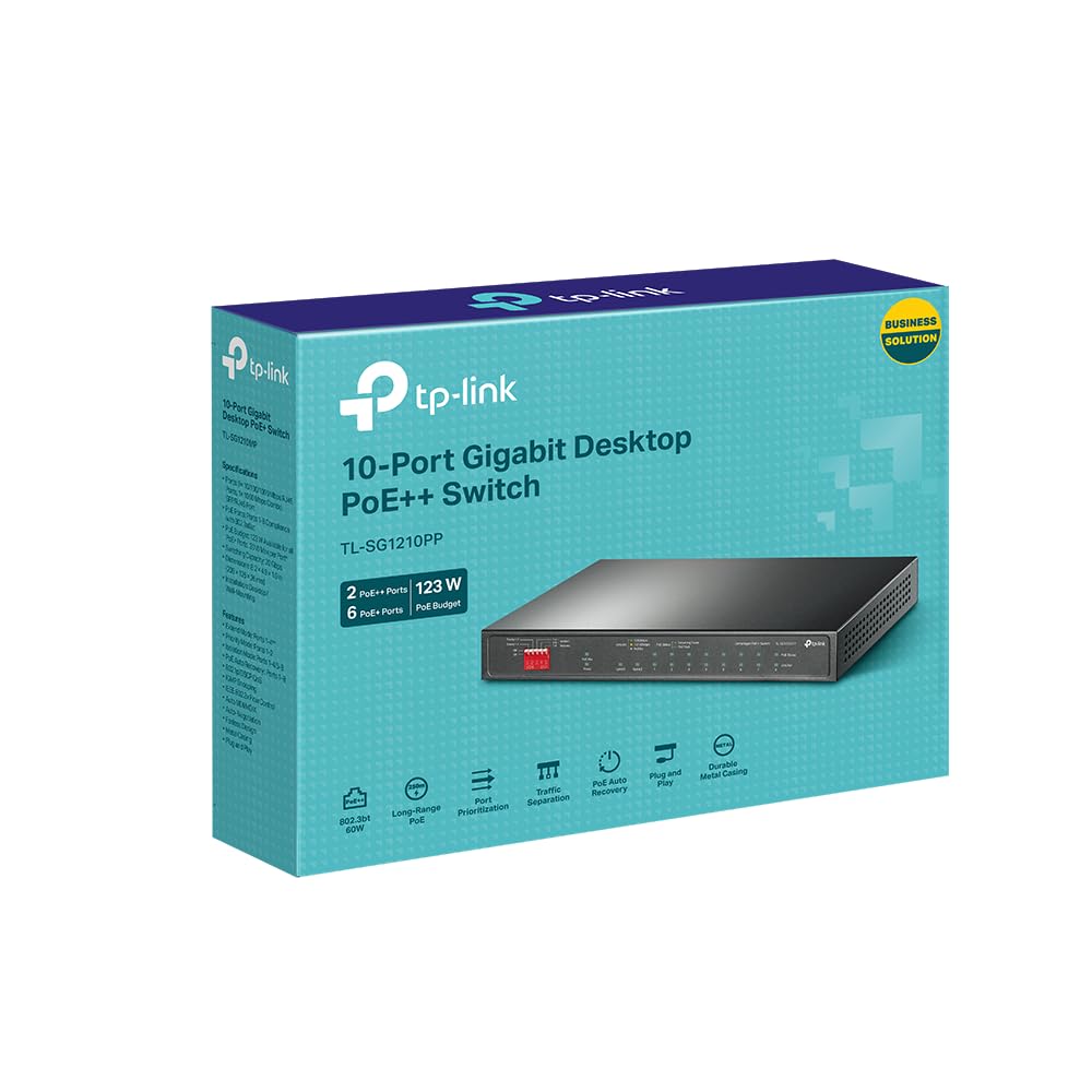 TP-Link TL-SG1210PP, 8 Port Gigabit PoE Switch, 6 PoE+ & 2 PoE++ Ports 123W