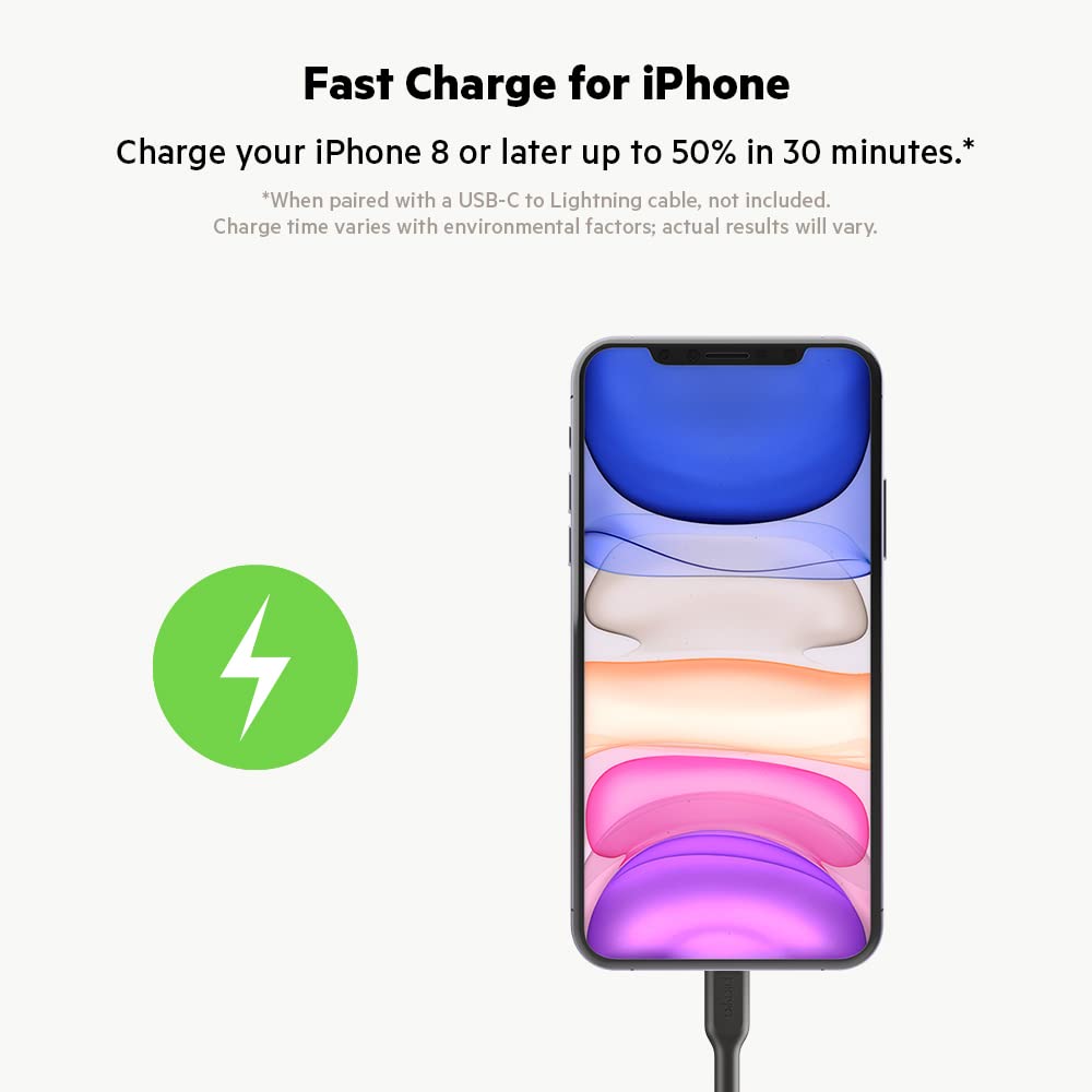 Belkin USB-C PD Car Charger 36W (Dual 18W USB-C Power Delivery Car Charger for iPhone 14 and 13 series, Samsung, Google and more)