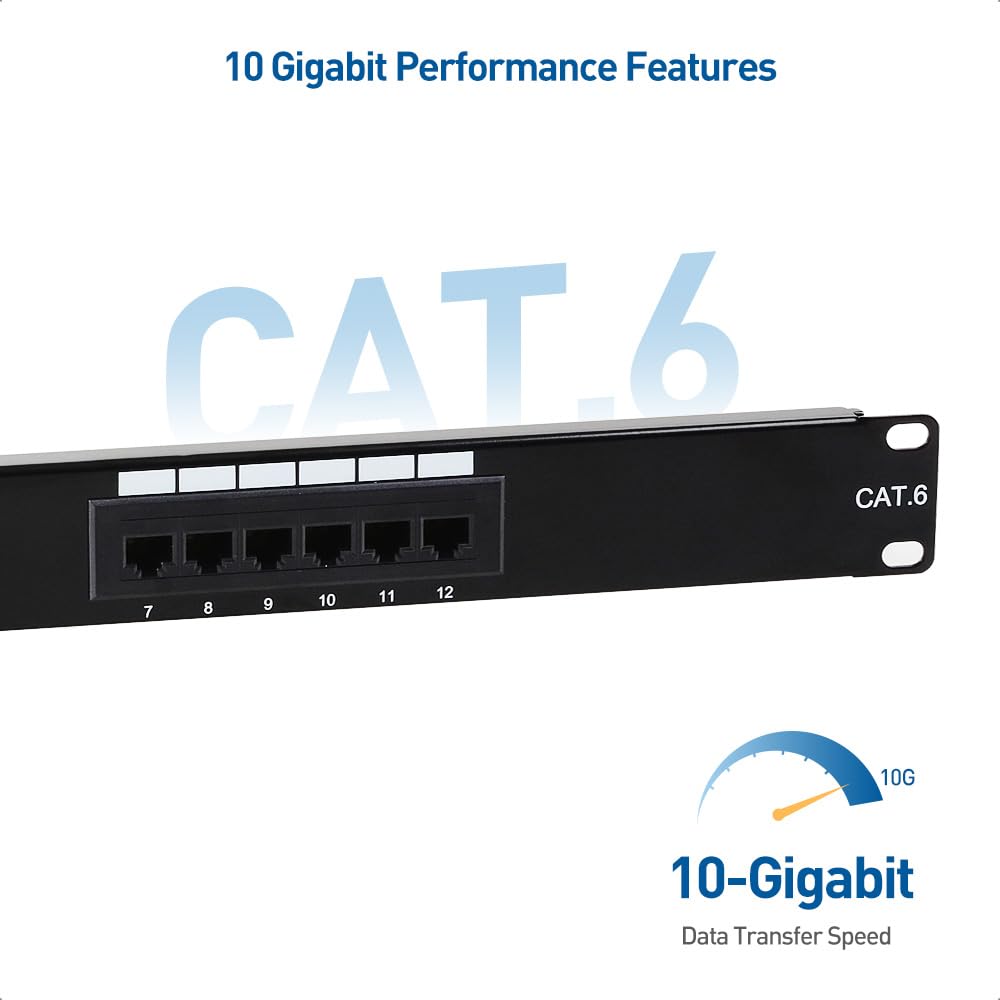 [UL Listed] Cable Matters Rackmount or Wallmount 12-Port Cat6 RJ45 Patch Panel