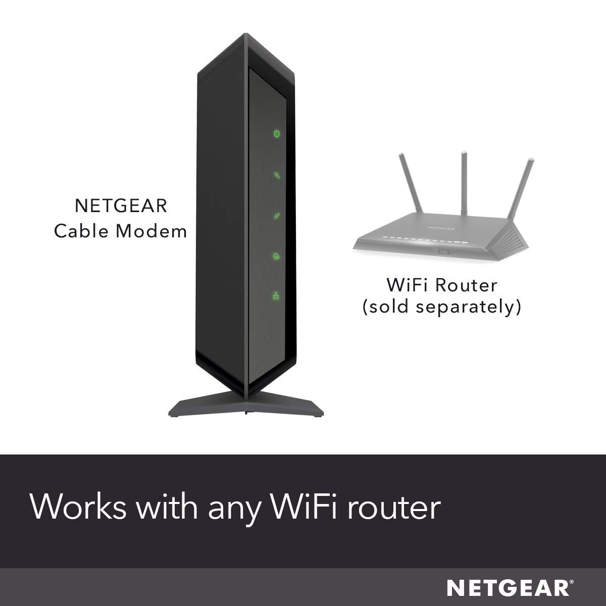 Netgear CM400 8 x 4 Cable m�dem docsis 3.0 Max velocidades de descarga de 343 Mbps. Certificado para xfinity by comcast, Tiempo Warner Cable, Cox, Carta & More (CM400 – 1 aznas), Negro