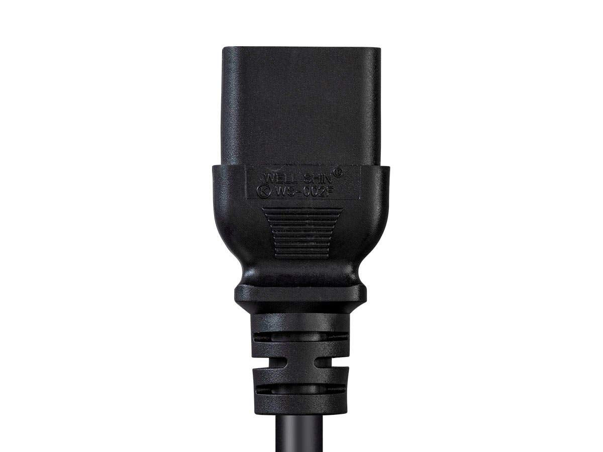 Monoprice Power Cord - 6 Feet - Black | IEC 60320 C19 to IEC 60320 C14, 16AWG, 10A, Sjt, 100-250V