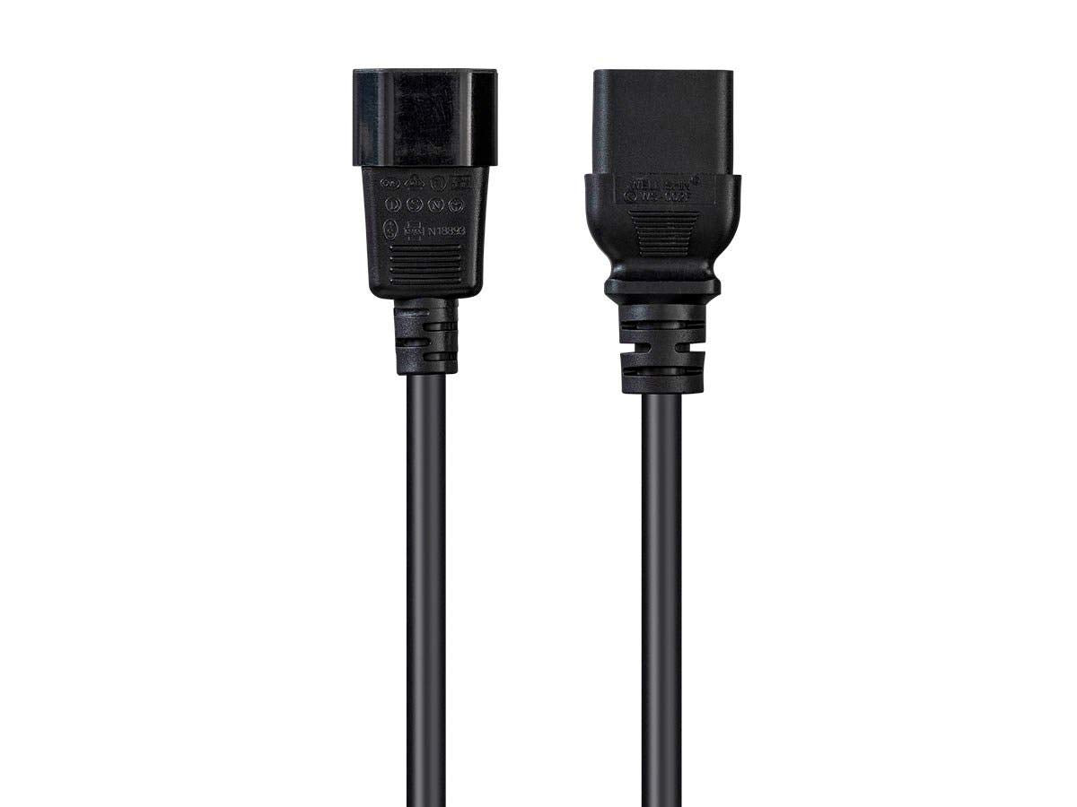 Monoprice Power Cord - 6 Feet - Black | IEC 60320 C19 to IEC 60320 C14, 16AWG, 10A, Sjt, 100-250V