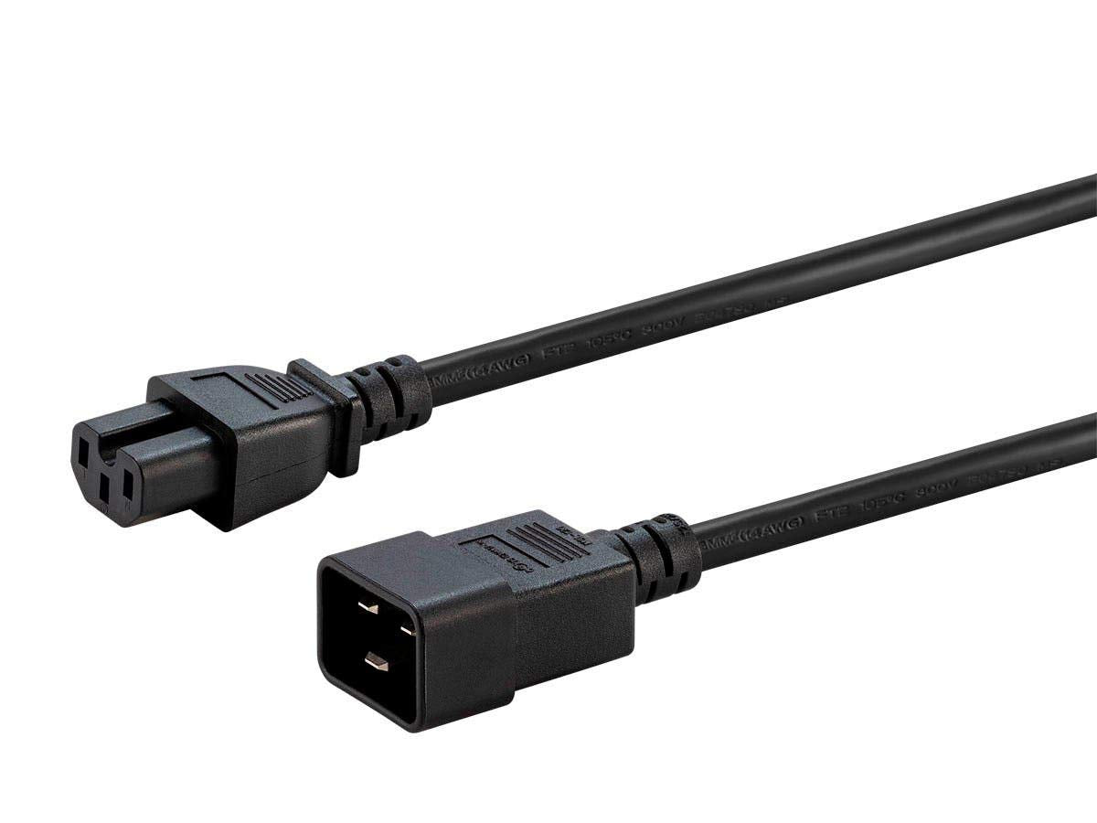 Monoprice Power Cord - IEC 60320 C20 to IEC 60320 C15, 14AWG, 15A/1875W, 3-Prong, Black, 6ft