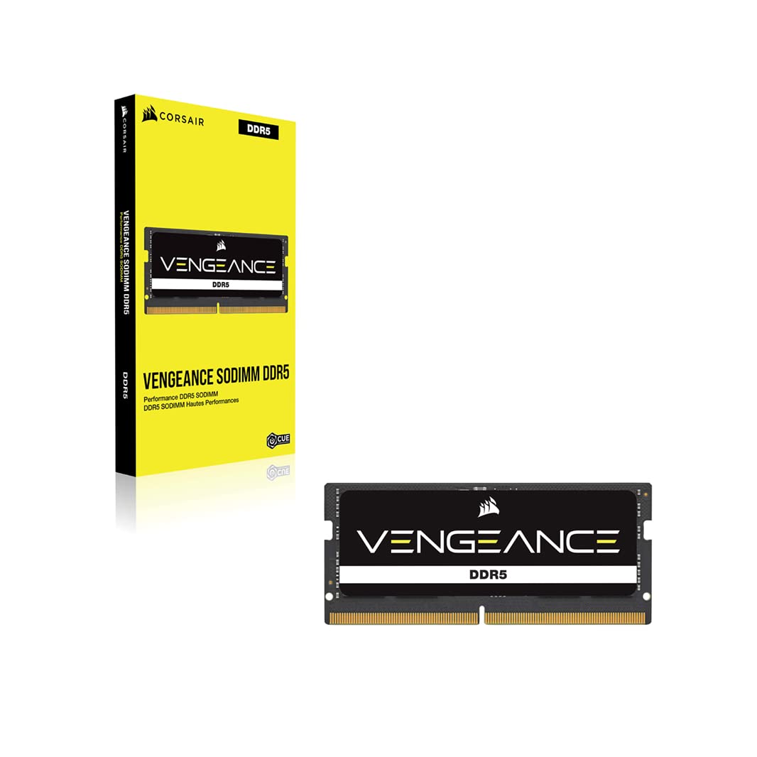 CORSAIR VENGEANCE SODIMM DDR5 RAM 32GB (1x32GB) Up to 5600MHz CL48 Intel XMP iCUE Compatible Computer Memory – Black (CMSX32GX5M1A5600C48)