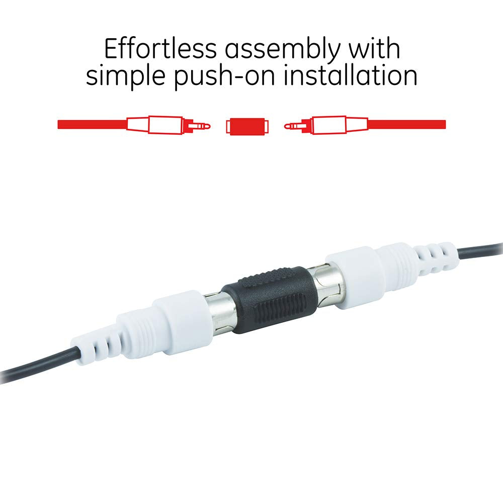 GE RCA Coupler Adapter, 2-Pack, Female-to-Female Connectors, Extend Length and Reach of RCA Cables, Audio Video Cable Extender Barrel, 33617
