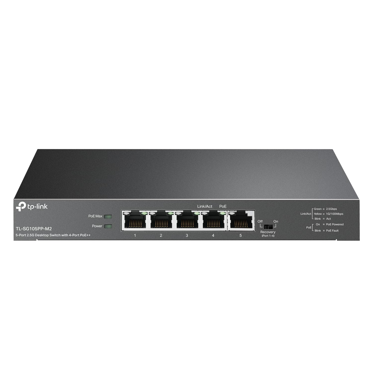 TP-Link TL-SG105PP-M2 | 5 Port 2.5 Gigabit Switch | Multi-Gigabit | 4 PoE++ Ports @123W | Fanless Metal Design | Plug & Play | PoE Auto Recovery | QoS & IGMP