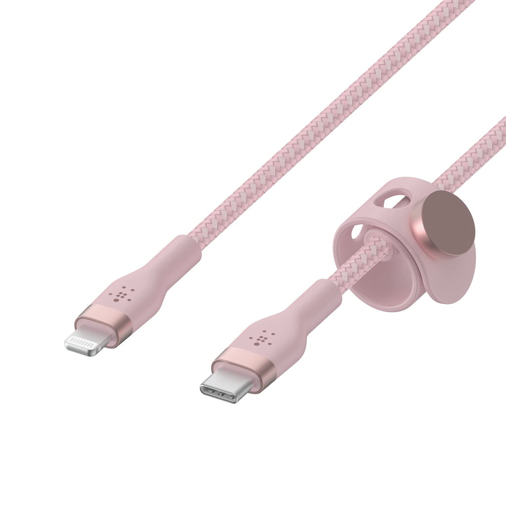Belkin BoostCharge Pro Flex Braided USB Type C to Lightning Cable (2M/6.6ft), MFi Certified 20W Fast Charging PD Power Delivery for iPhone 14/14 Plus, 13, 12, Pro, Max, Mini, SE, iPad and More - Pink