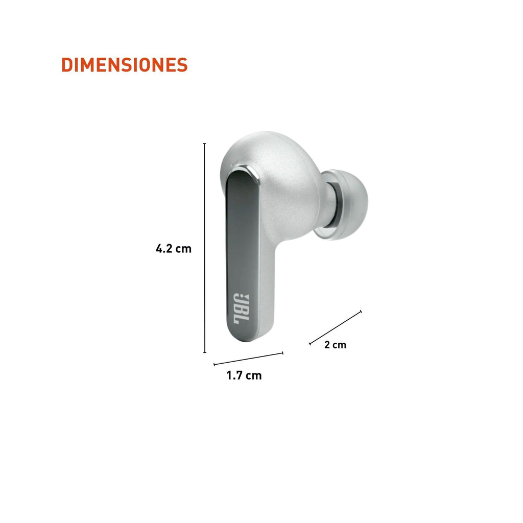 JBL Live Pro 2: 40 Hours of Playtime, True Adaptive Noise Cancelling, Smart Ambient, and Beamforming mics (Silver), Small