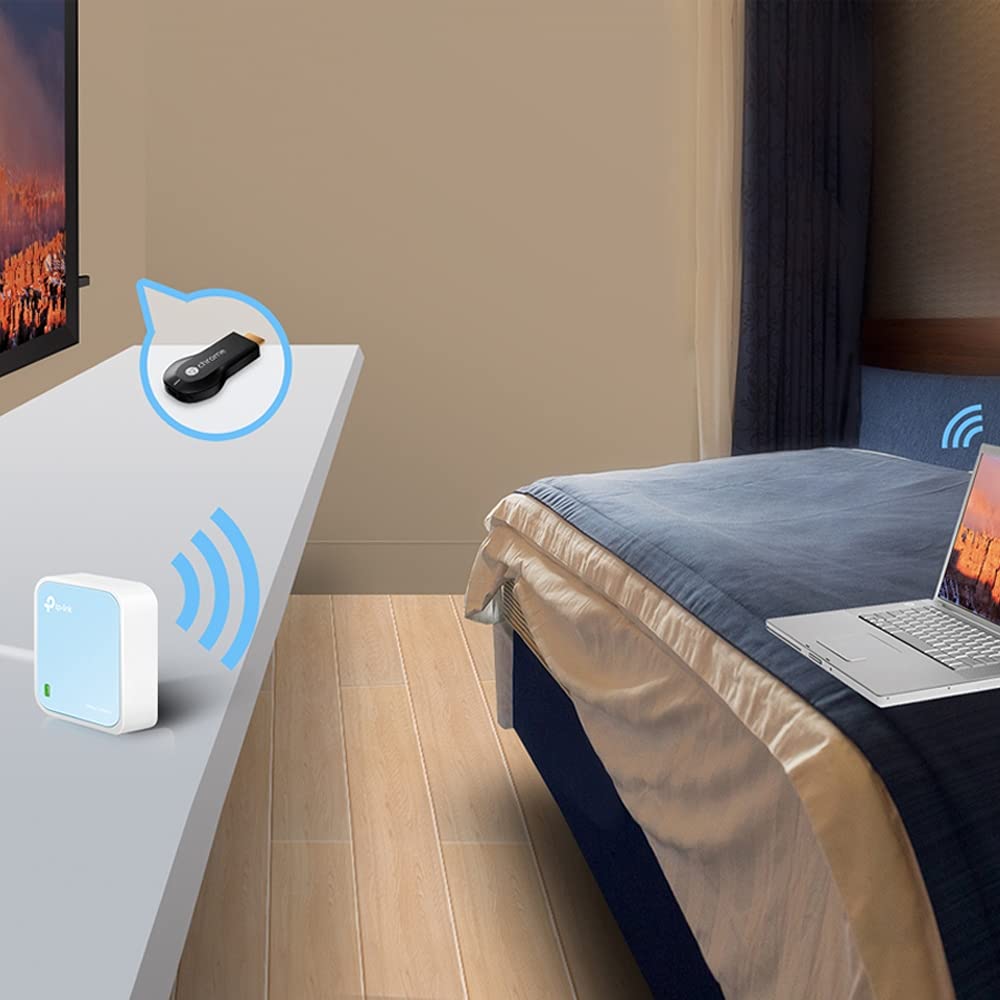 TP-Link TL-WR802N Wireless Travel WiFi Router, N300 WLAN Nano Portable WiFi Booster, Support Access Point, TV Adapter, Client, Range Extender, Repeater, Hotspot Operation Modes, Pocket-size