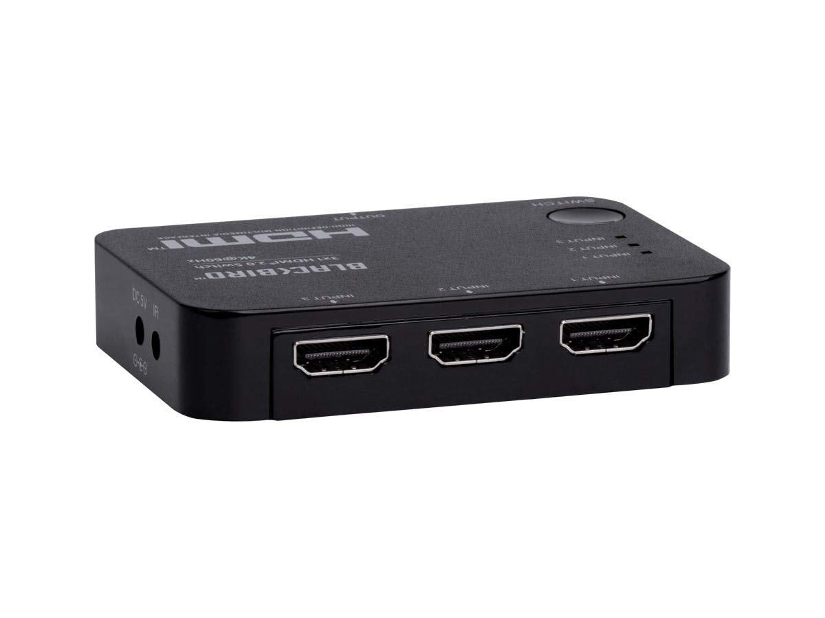Monoprice Blackbird 4K 3x1 HDMI 2.0 Slim Switch - Black |4k @ 60Hz, HDCP 2.2 Compliant, HDR, Dolby TrueHD Support and IR Remote Control