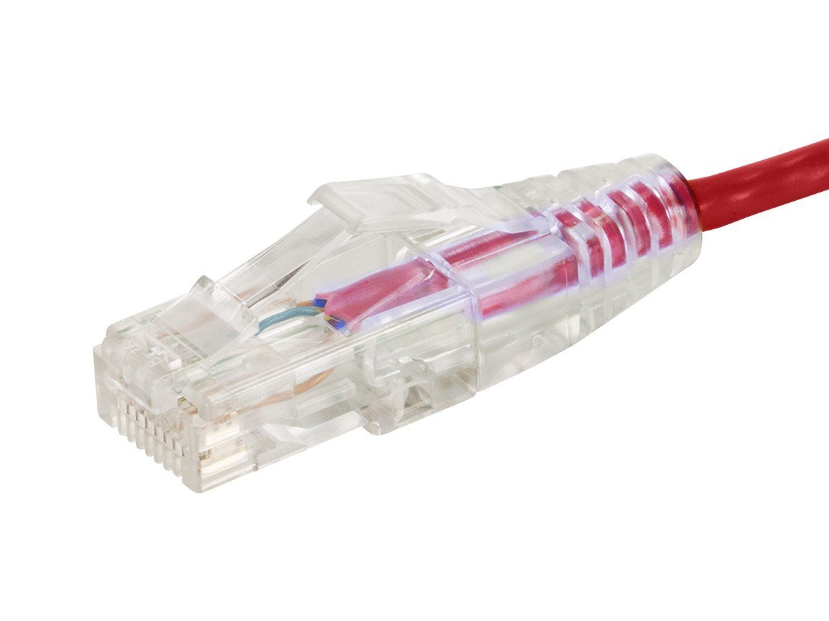 Monoprice SlimRun Cat6 Ethernet Patch Cable - Network Internet Cord - RJ45, Stranded, 550Mhz, UTP, CMR, Riser Rated, Pure Bare Copper Wire, 28AWG, 5ft, Red