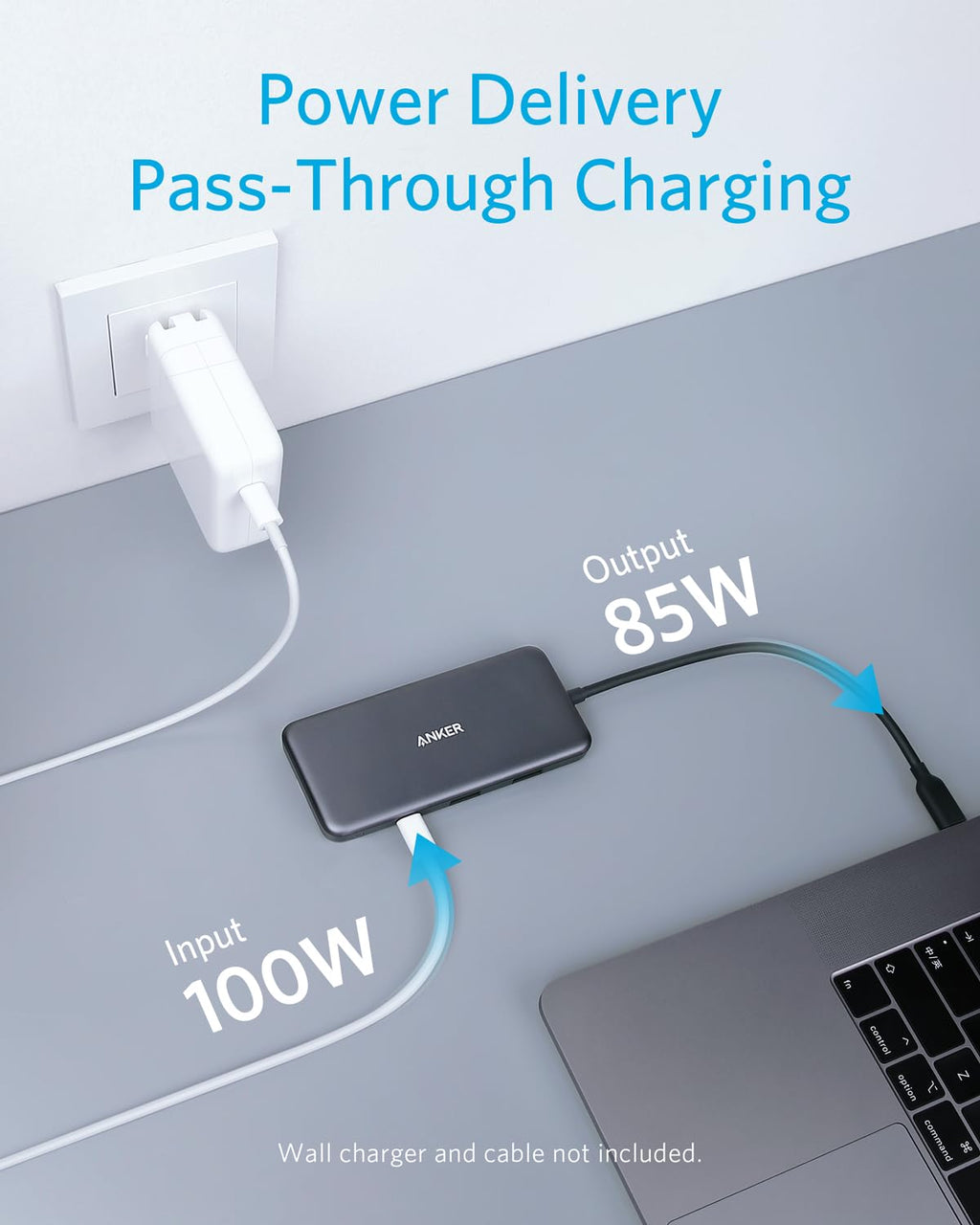 Anker USB C Hub, 7-in-1 USB C Adapter, with 4K USB C to HDMI, 100W Power Delivery, USB C Data Port, microSD/SD Card Reader, 2 USB 3.0 Ports, for MacBook Pro 2017/2018, Chromebook, XPS, and More