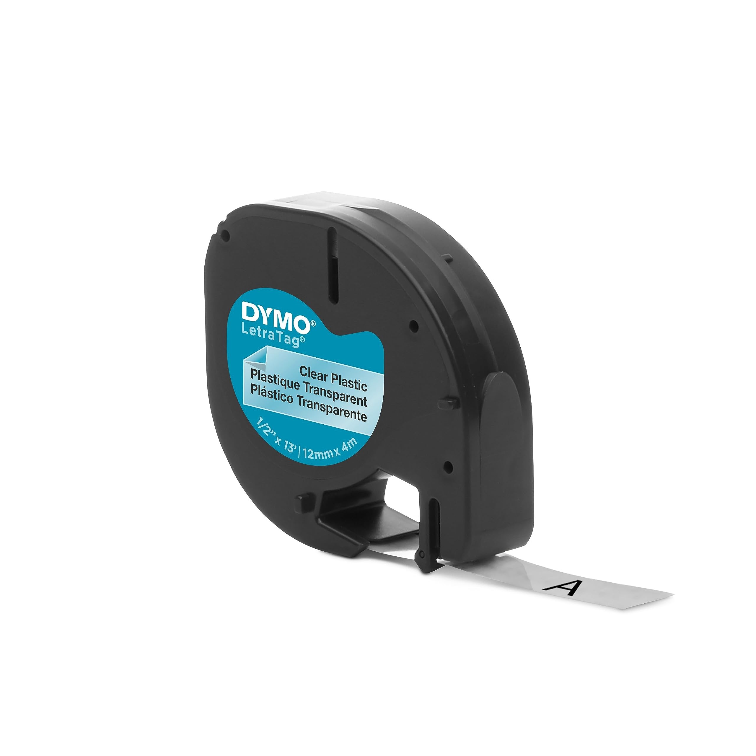 DYMO - SAN91331 91331 LetraTag Labeling Tape for LetraTag Label Makers, Black Print on White Plastic Tape, 1/2'' W x 13' L, 1 Roll