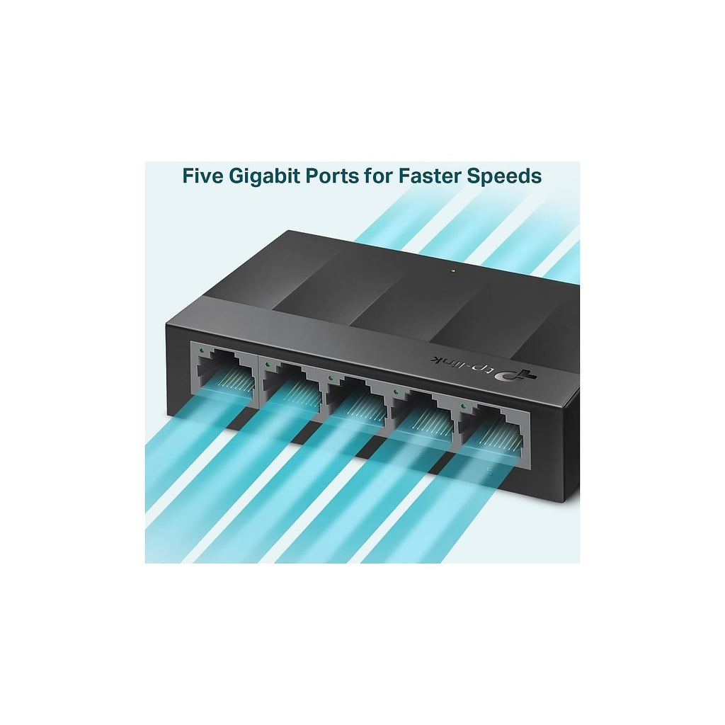 TP-Link Litewave 5 Port Gigabit Ethernet Switch | Desktop Ethernet Splitter | Plastic Case | Unshielded Network Switch | Plug & Play | Fanless Quiet | Unmanaged (LS1005G)