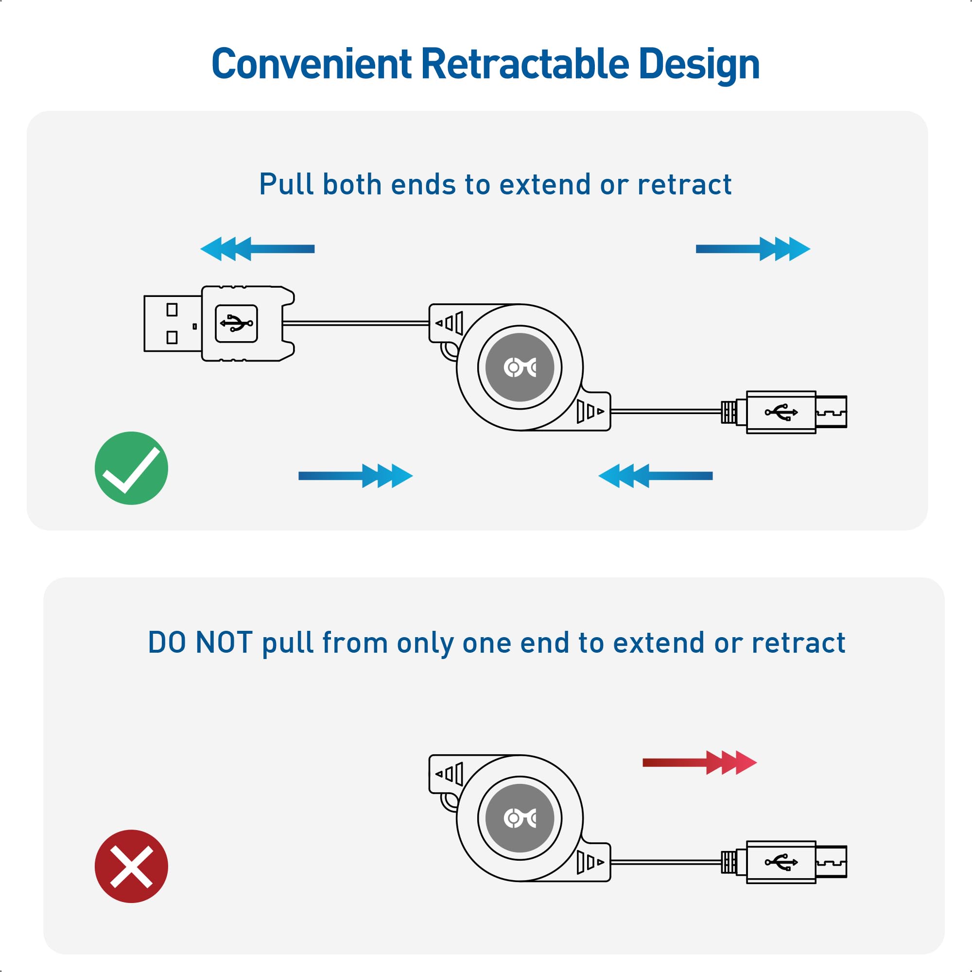 Cable Matters (2-Pack) Gold-Plated Retractable USB to Micro-USB Charge & Sync Cable � 2.5 Feet