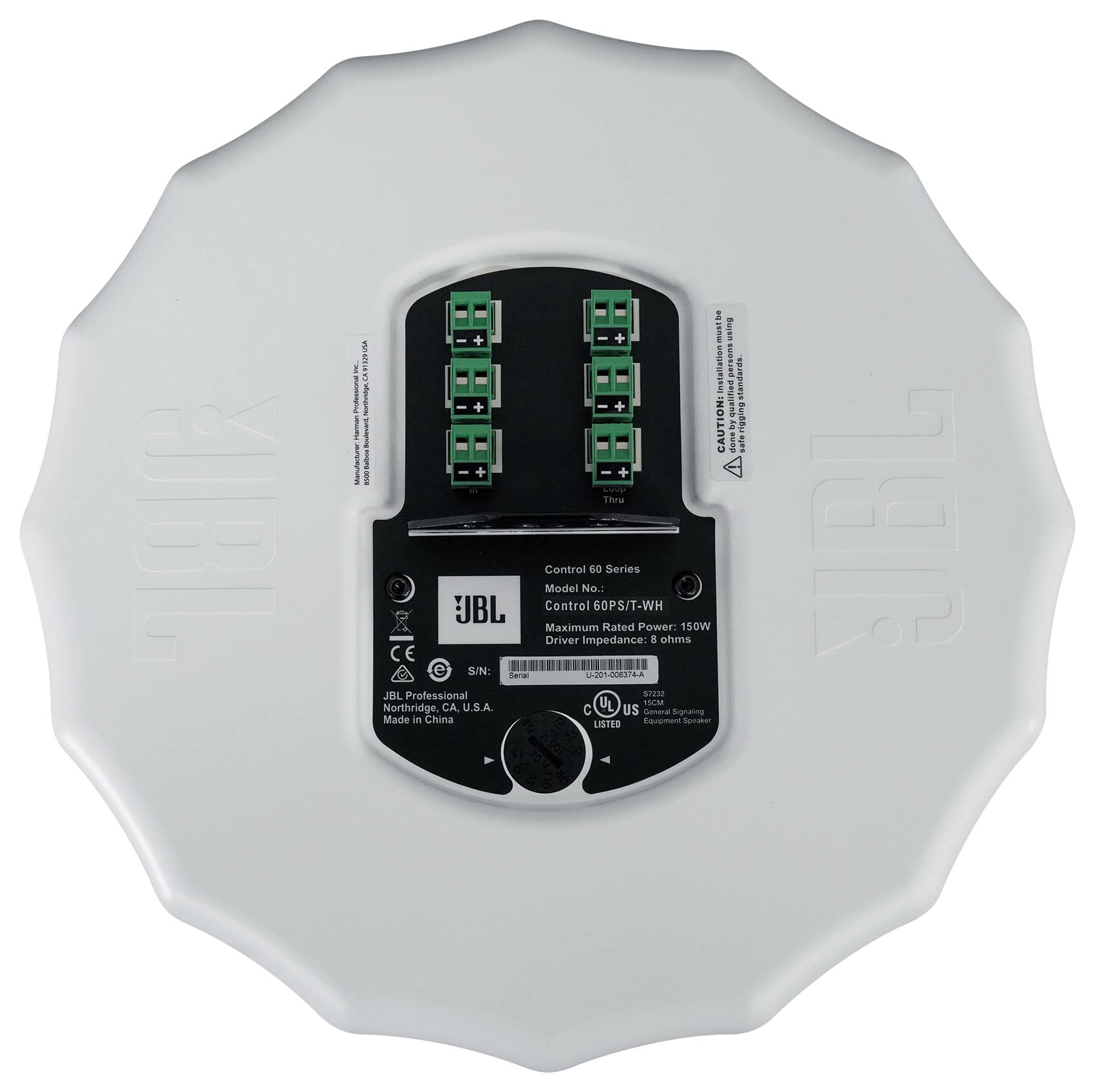 JBL Professional C60PS/T-WH Hanging Pendant Subwoofer with Passive Crossover, White, Sold as Pair