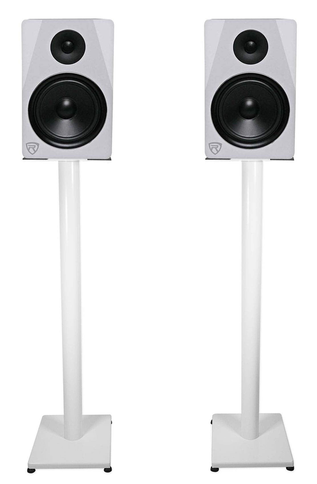 Rockville Pair RS37W V2 37" Steel Bookshelf Speaker/Studio Monitor Stands, 60 lbs Capacity, Cable Management, Anti-Vibration Pads, Adjustable Feet, for Home Audio and Studio Monitoring