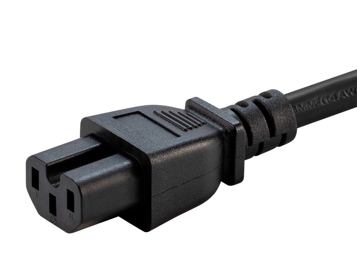 Monoprice Power Cord - IEC 60320 C20 to IEC 60320 C15, 14AWG, 15A/1875W, 3-Prong, Black, 6ft