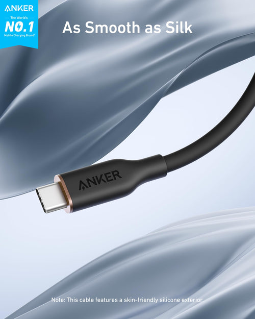 Anker USB C Cable, Type C Fast Charging Flow Cord for iPhone 1716/15 Series, MacBook Pro 2020, and More (USB 2.0,240W, 2 Pack, Black, 3FT)