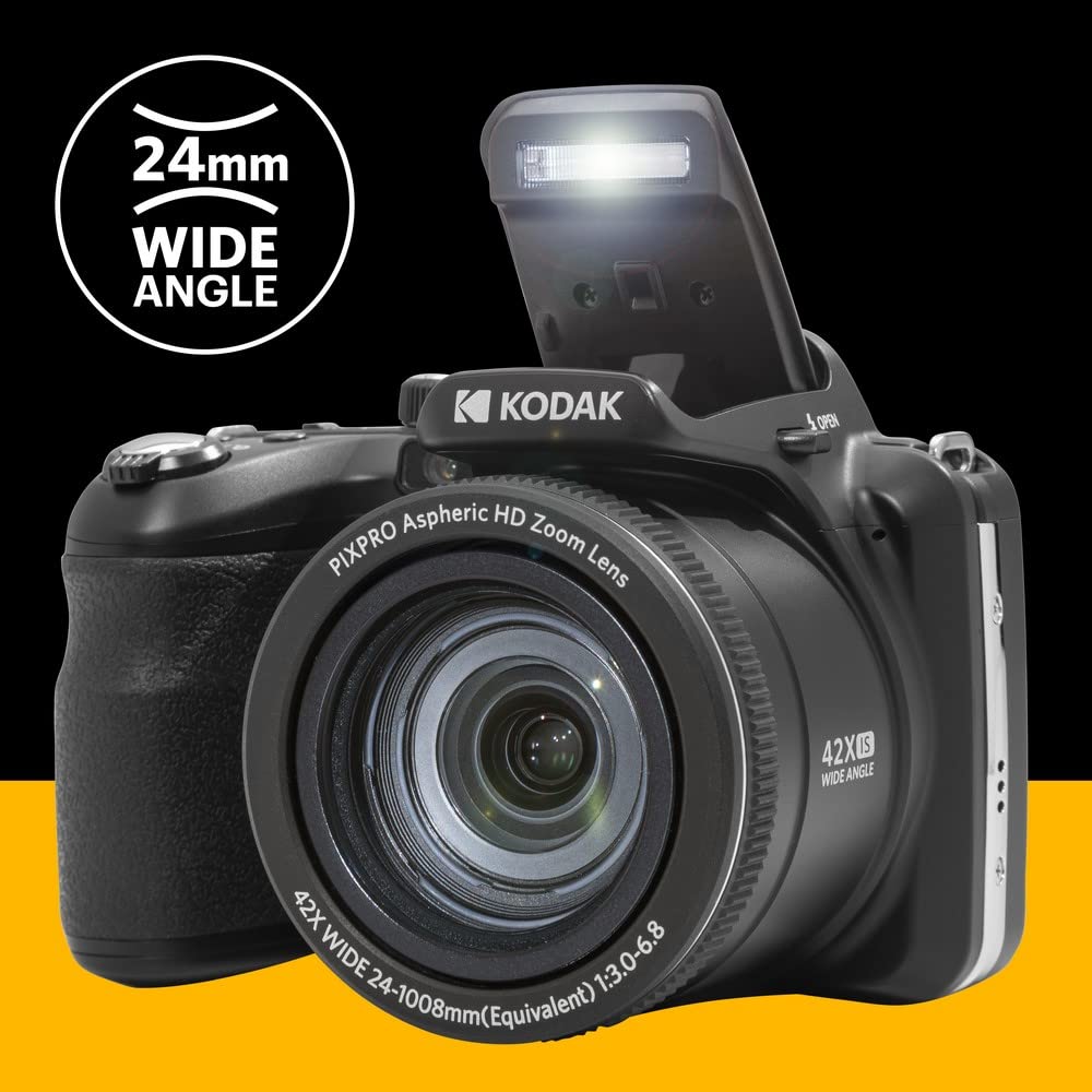 KODAK Pixpro Astro Zoom AZ425 - Digital Bridge Camera, 42X Optical Zoom, 24mm Wide Angle, 20 Megapixels, 3" LCD, Full HD 1080p Video, Li-ion Battery - Black