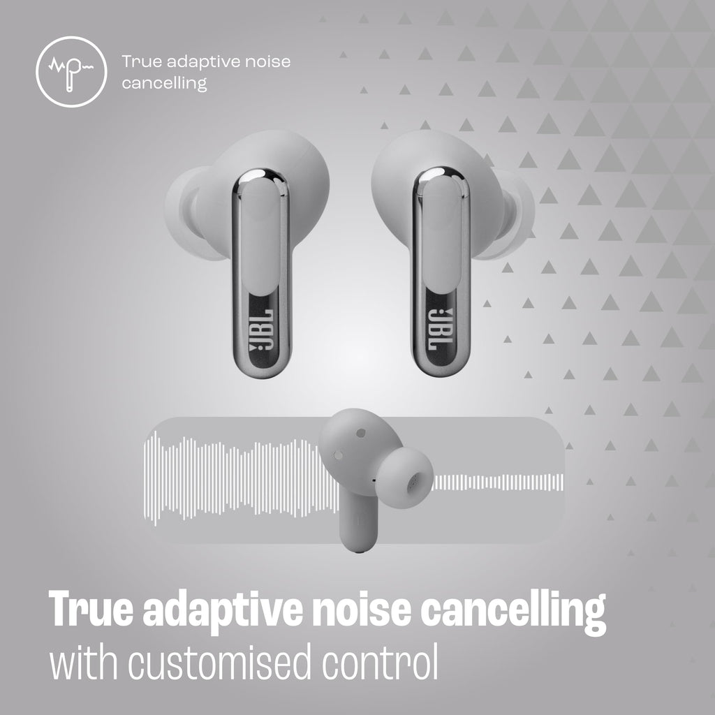 JBL Live Beam 3 - True Wireless Noise-Cancelling Closed-Stick Earbuds, 48Hrs Total Playback, Wireless Charging, 6 Mics for Perfect Calls, Multi-Point Connection, IP55 Waterproof and dustproof
