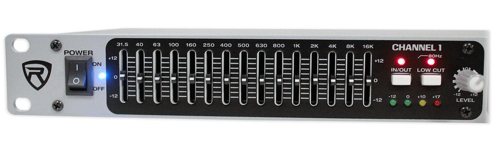 Rockville REQ215 Dual 15 Band 1/3 Octave Graphic Equalizer with Sub-Output!