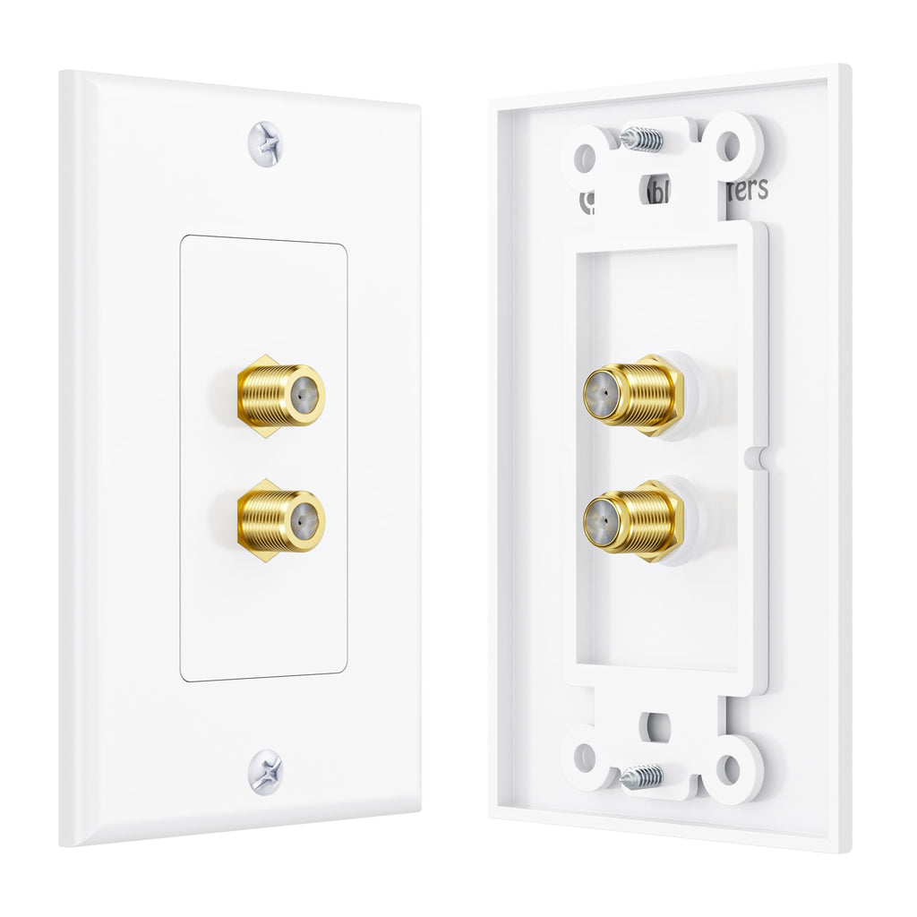 Cable Matters 2-Pack 2-Port TV Cable Wall Plate (Coax Wall Plate) in White