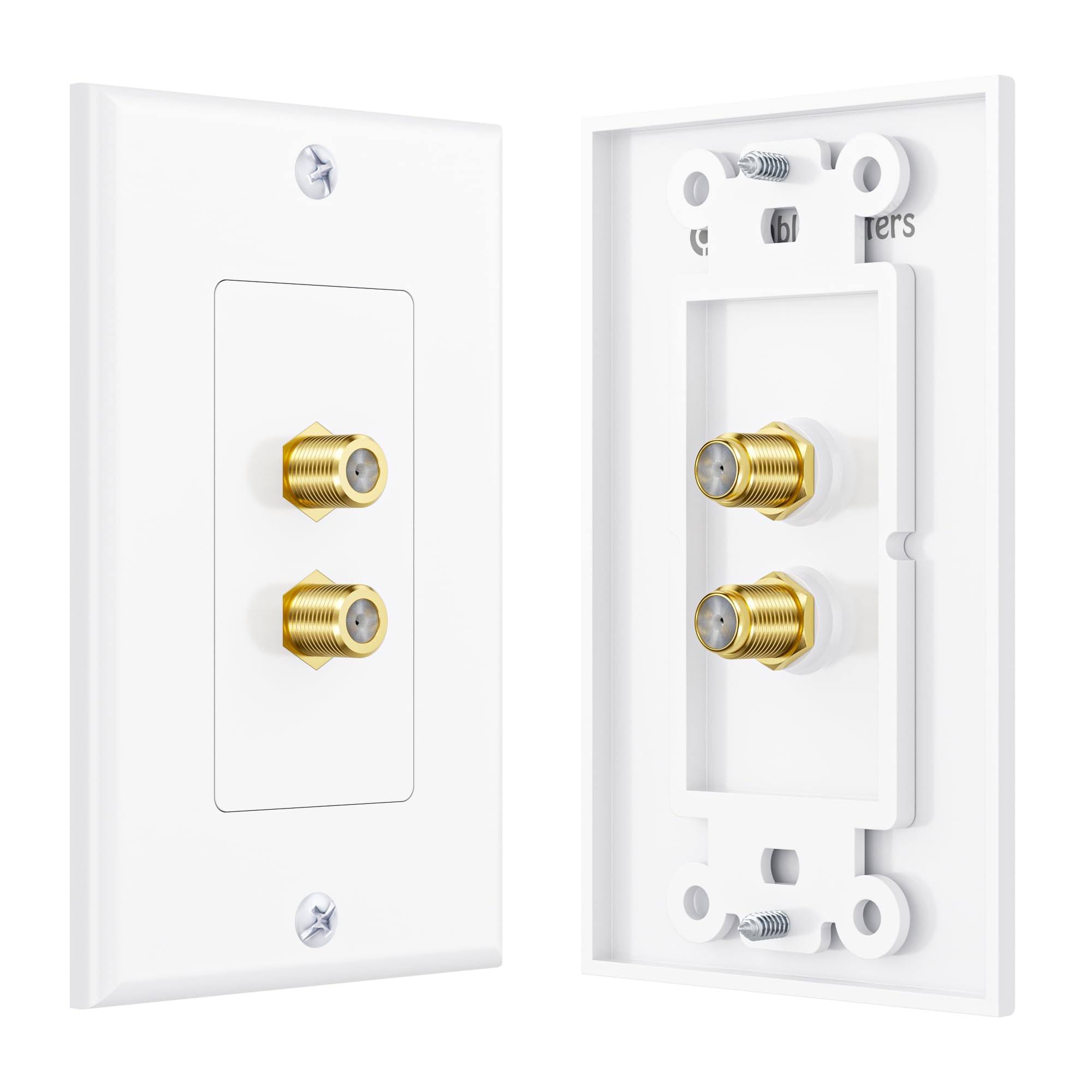 Cable Matters 2-Pack 2-Port TV Cable Wall Plate (Coax Wall Plate) in White