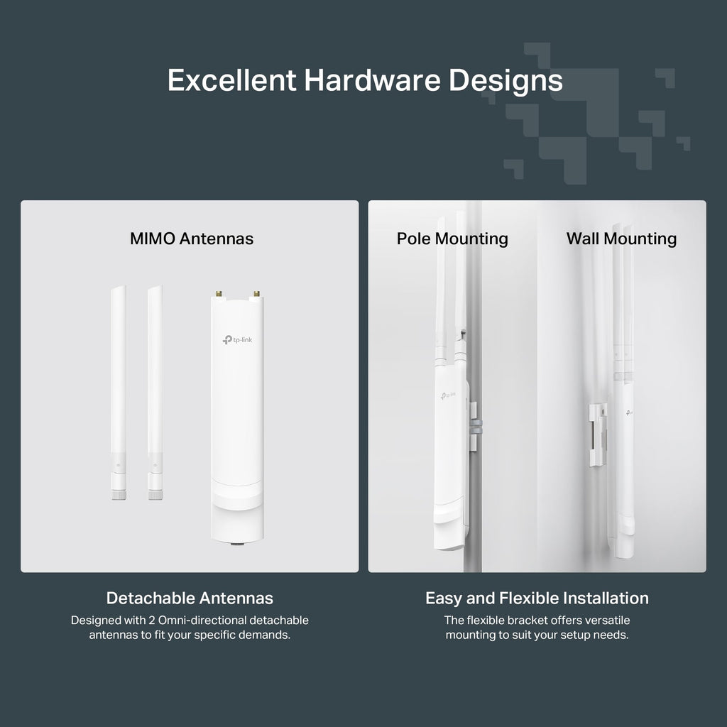 TP-Link AC1200 Wireless Access Point (Festa F52-Outdoor), Dual-Band, Mesh Support, MU-MIMO, IP65 Weatherproof, PoE Powered, Self-Organizing Network, Free Cloud Management (Not Omada Compatible).
