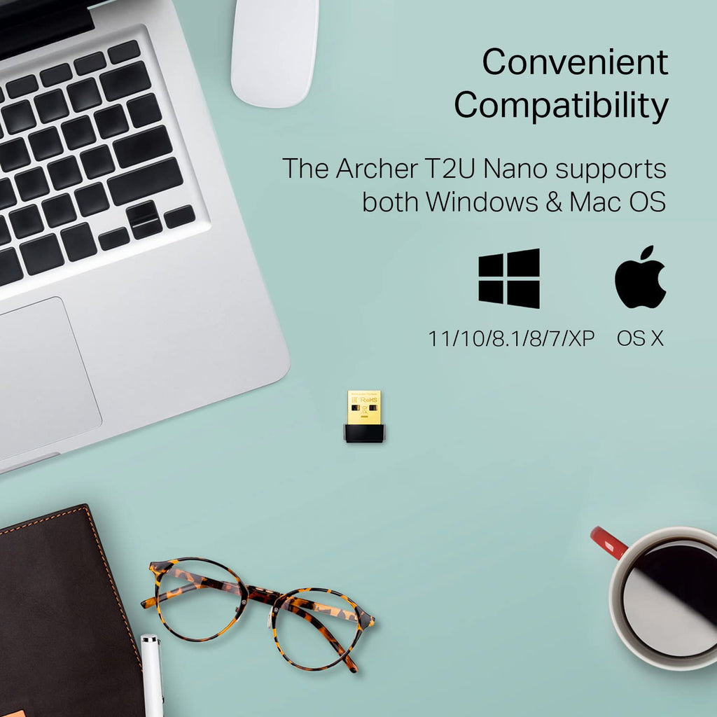 RIIMUHIR TP-Link Nano AC600 USB WiFi Adapter (Archer T2U Nano)- 2.4G/5G Dual Band Wireless Network Adapter for PC Desktop, Mini Travel Size, Supports Windows 10, 8.1, 8, 7, XP/Mac OS X 10.9-10.14