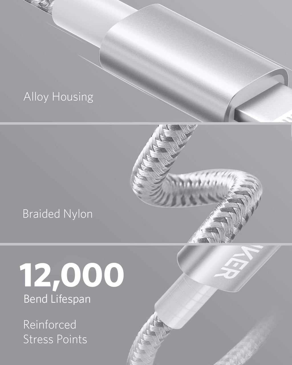Anker New Nylon USB C to Lightning Cable, Apple MFi Certified for iPhone 14 Series, and More (6FT,Silver)