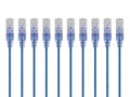 Monoprice Cat6A Ethernet Patch Cable - Network Internet Cord - 0.3M (1ft) - Blue (10-Pack) RJ45, Stranded, 550Mhz, UTP, Pure Bare Copper Wire, 10G, 30AWG - SlimRun Series