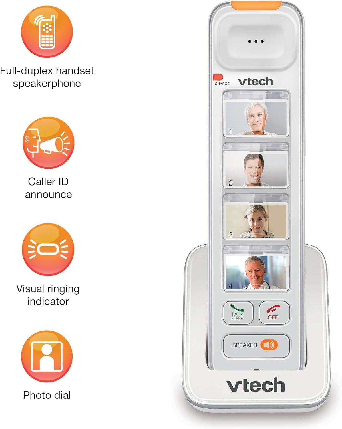 VTech SN5307 Amplified Photo DIAL Accessory Handset with Big Buttons & Large Display for SN5127 & SN5147 Senior Phone Systems, Photo Dial Handset, Cordless Phone System