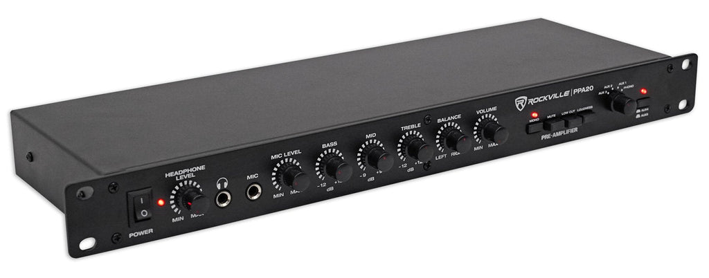 Rockville PPA20 Preamp Professional 1U Rack Mount Pre-Amplifier w/Crossover+EQ