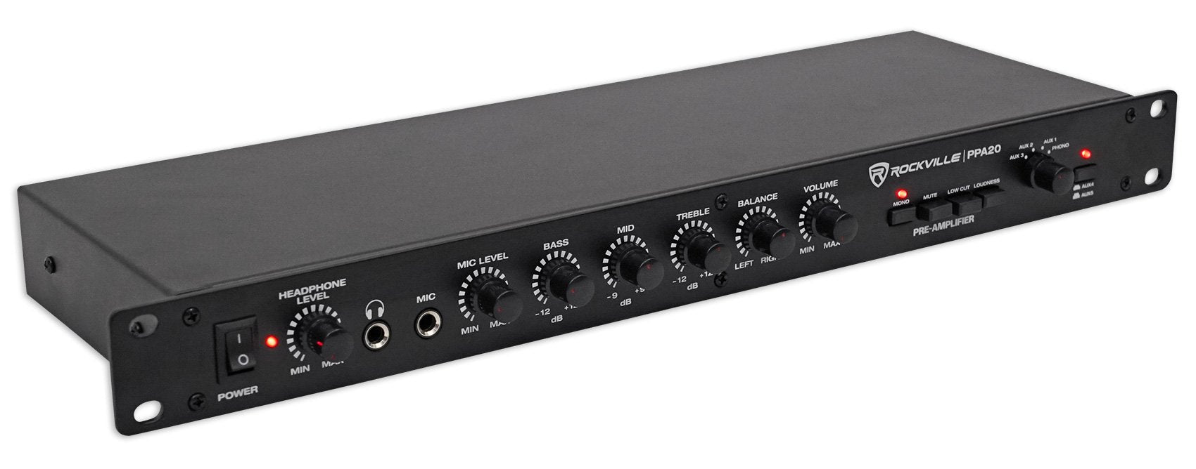 Rockville PPA20 Preamp Professional 1U Rack Mount Pre-Amplifier w/Crossover+EQ
