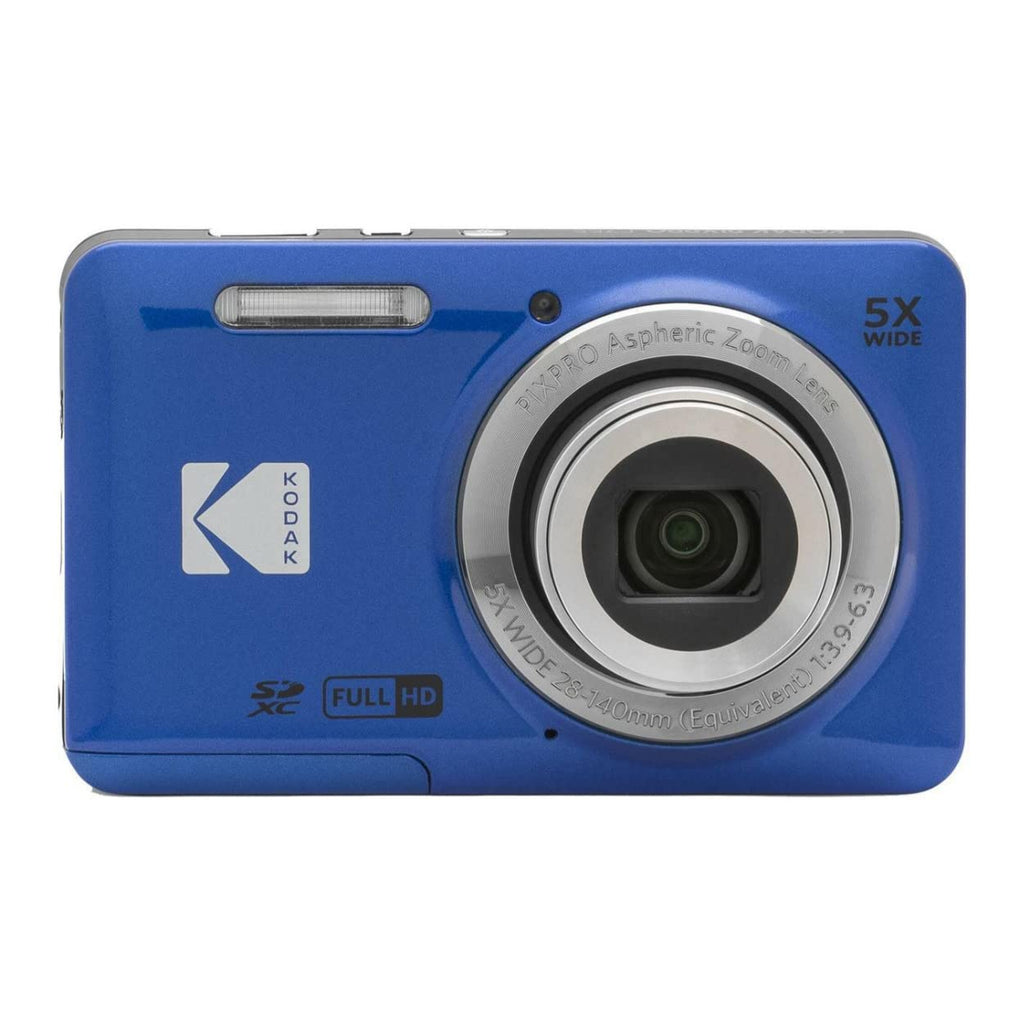 Kodak PIXPRO Friendly Zoom FZ55 Digital Camera (Blue) Bundle with Camera Case, 32GB Class 10 UHS-I U1 SDHC Memory Card and USB 2.0 Card Reader (4 Items)