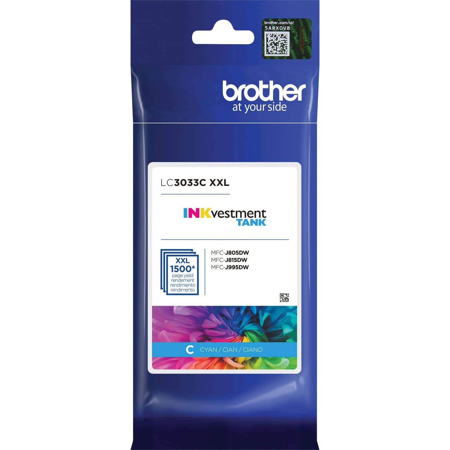 Brother Genuine LC3033C Single Pack Super High-yield Cyan INKvestment Tank Ink Cartridge, LC3033