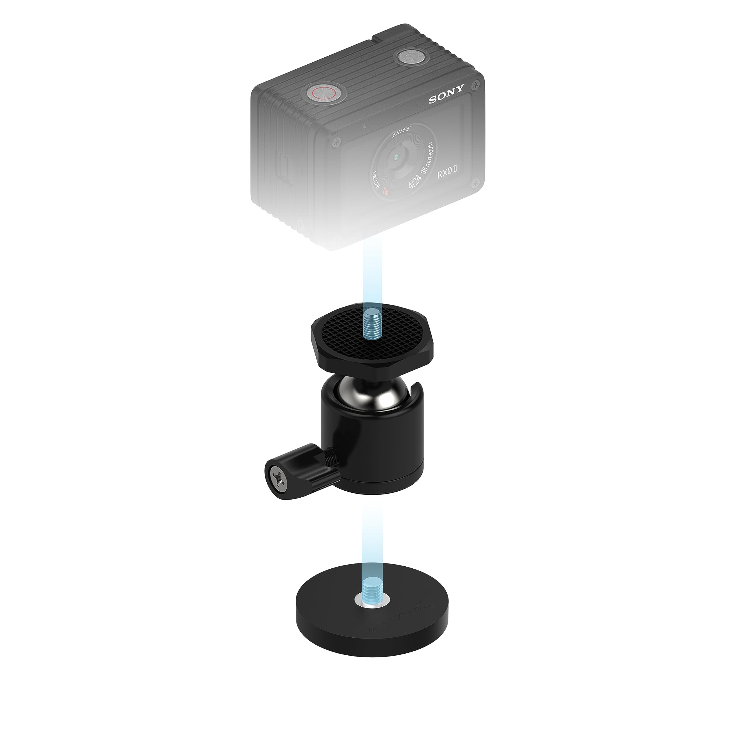 SABRENT Magnetic Camera Mount 43mm - 13KG with 360 Degree Rotation Ball Head, Powerful Magnet with 1/4 Screw Thread for small cameras, action cam, Insta360, OSMO, Blink, GoPro, etc (CS-MG43)