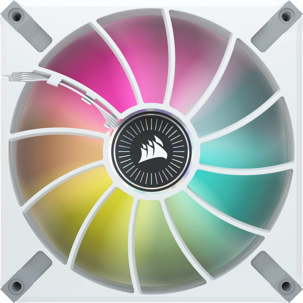 Corsair iCUE ML140 RGB ELITE, 140mm PWM RGB Fan (Corsair AirGuide Technology, Magnetic Levitation Bearing, Up to 1,600 RPM, Low Noise, iCUE Lighting Node CORE Included) Dual Pack - White (CO-9050119-WW)