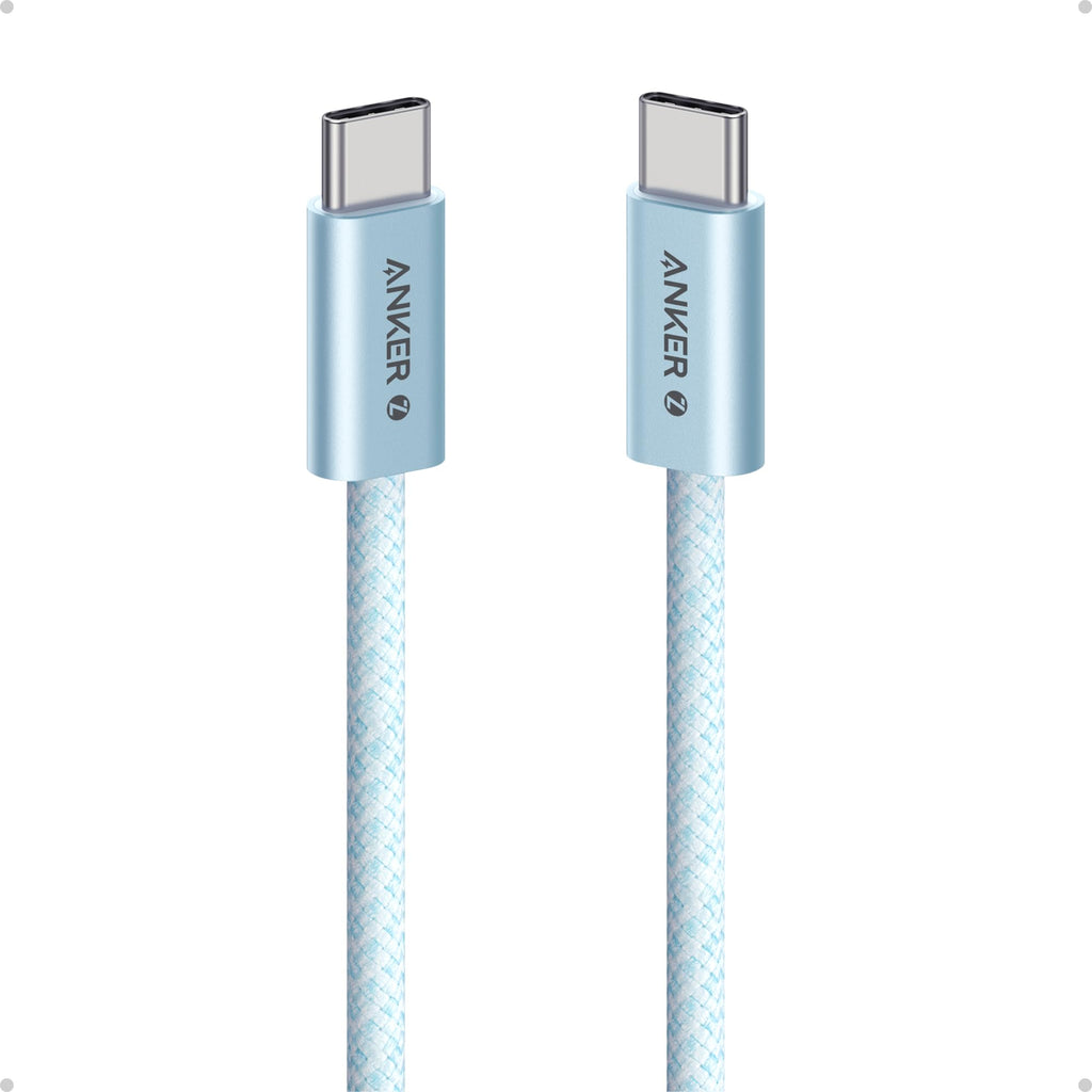 Anker Zolo USB C to USB C Cable, Braided and Dirt-Free Type-C Fast Charging Cable, Slim Connector, for iPhone 16 Series, MacBook (240W) (Blue, 3FT)