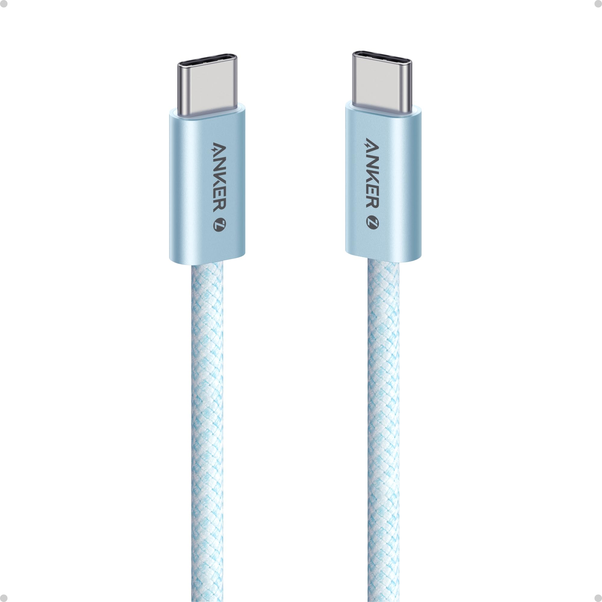 Anker Zolo USB C to USB C Cable, Braided and Dirt-Free Type-C Fast Charging Cable, Slim Connector, for iPhone 16 Series, MacBook (240W) (Blue, 3FT)