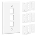 Cable Matters (10-Pack) Low Profile 3-Port Cat5e / Cat6 Keystone Jack Wall Plate in White