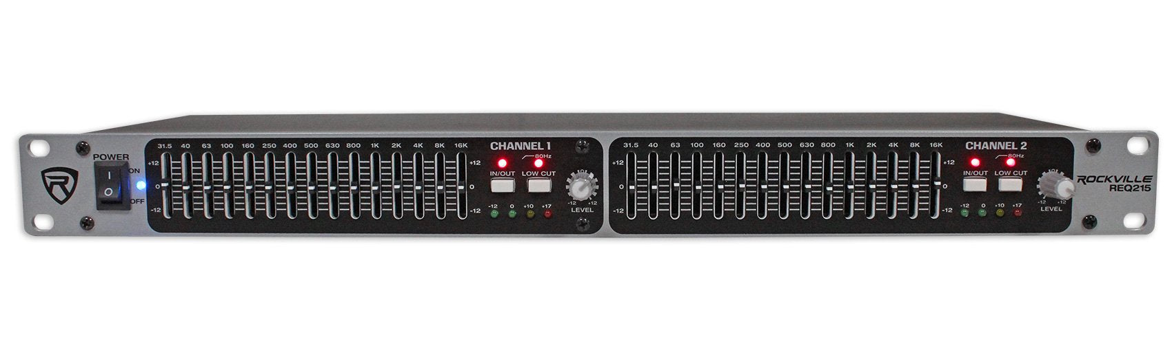 Rockville REQ215 Dual 15 Band 1/3 Octave Graphic Equalizer with Sub-Output!