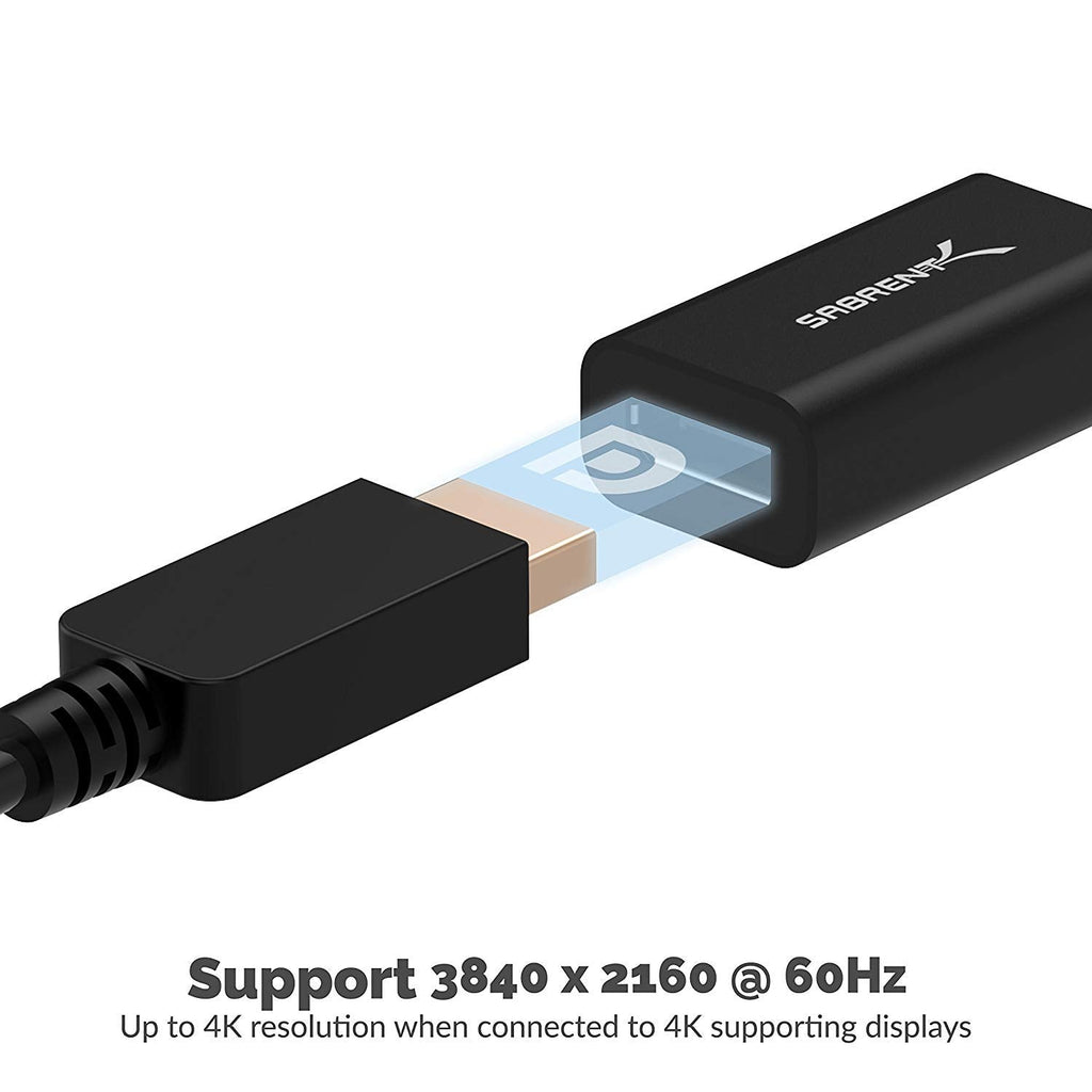 SABRENT Display Port USB C adapter, USB-C 3.2x1monitor converter supports 4K resolutions up to 3840 x 2160, compatible with PCs, notebooks, tablets, MacBooks, etc. (DA-DPUC)
