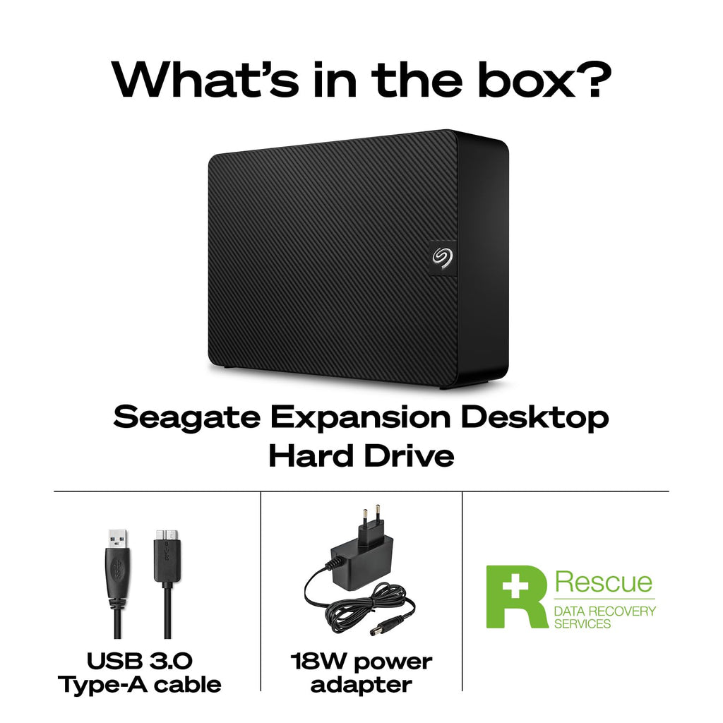 Seagate Expansion Desktop 6TB, External Hard Drive, USB 3.0, Data Rescue Services (STKP6000400)