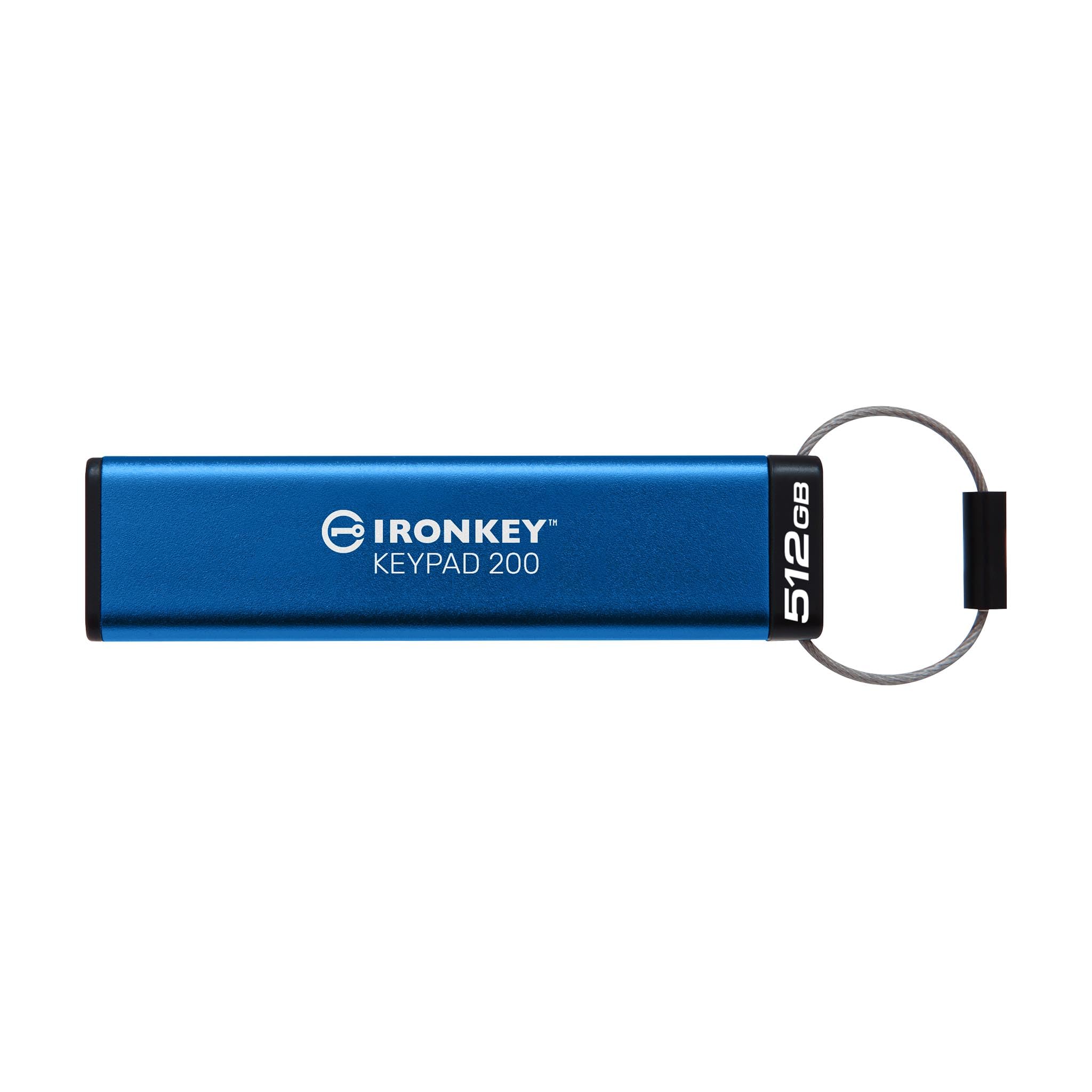Kingston IronKey Keypad 200 Type -A hardware-encrypted USB Flash Drive FIPS 140-3 Level 3 (Pending) with XTS-AES 256-bit Hardware Encryption - IKKP200/512GB