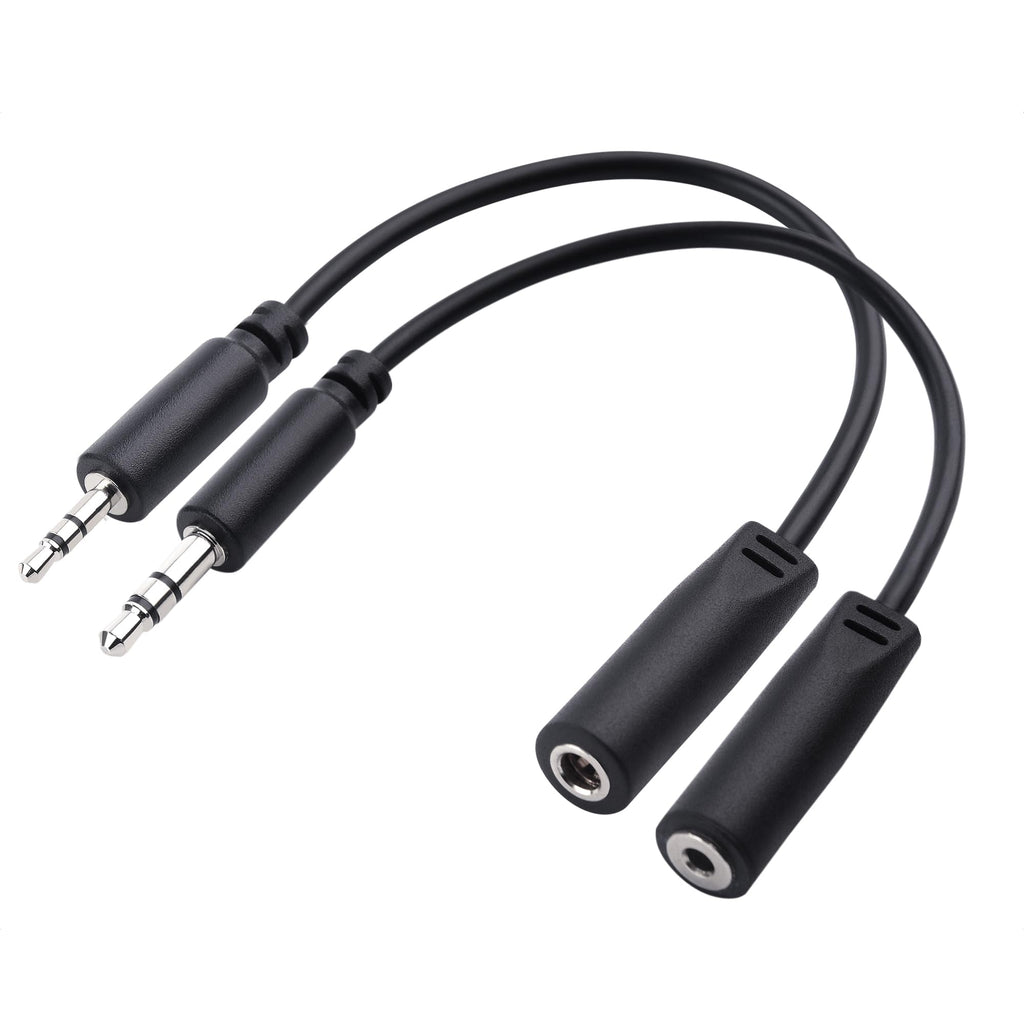 Cable Matters Combo-Pack TRS 2.5 mm and 3.5 mm Headphone Adapter Kit (1X 2.5mm to 3.5mm Converter and 1X 3.5mm to 2.5mm Converter) in Black - 4 Inches
