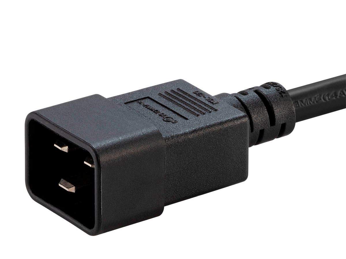 Monoprice Power Cord - IEC 60320 C20 to IEC 60320 C15, 14AWG, 15A/1875W, 3-Prong, Black, 6ft