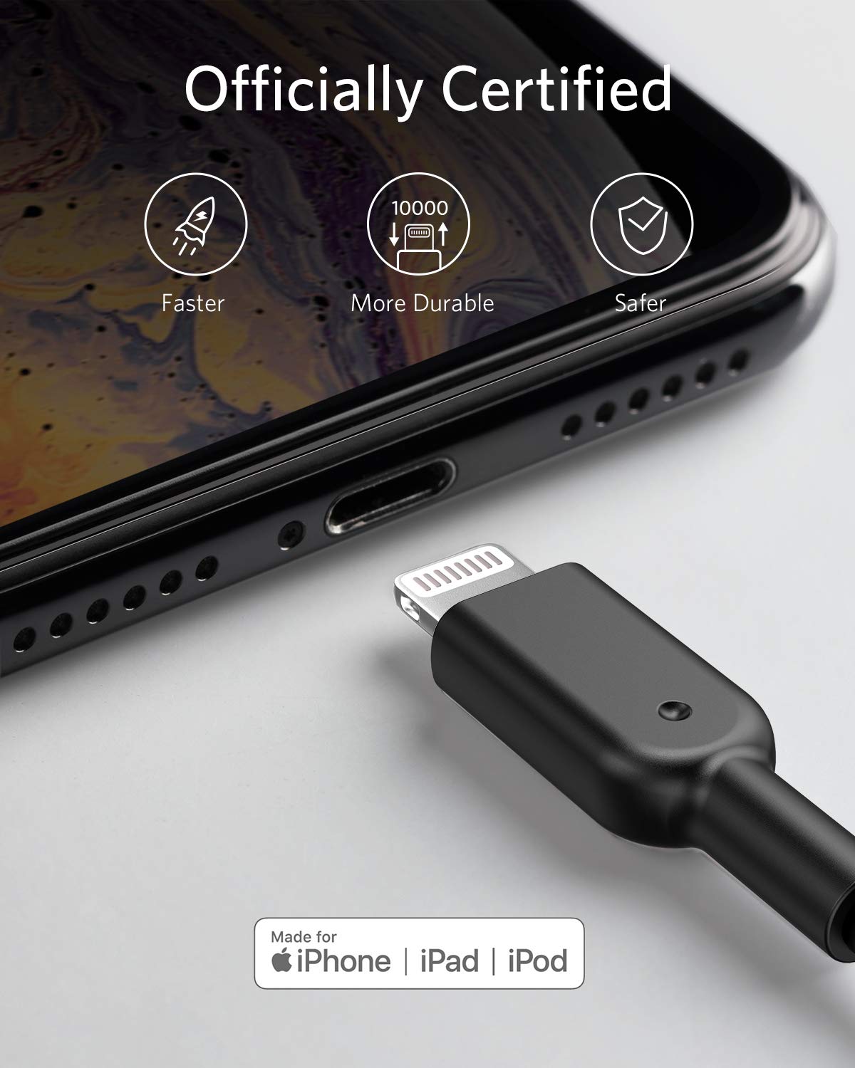 ANKER Powerline II Lightning Cable, [3ft MFi Certified] USB Charging/Sync Lightning Cord Compatible with iPhone SE 11 11 Pro 11 Pro Max Xs MAX XR X 8 7 6S 6 5, iPad and More(Black)